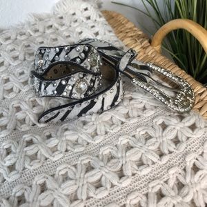 Nocona Zebra Scalloped Belt With Crystals